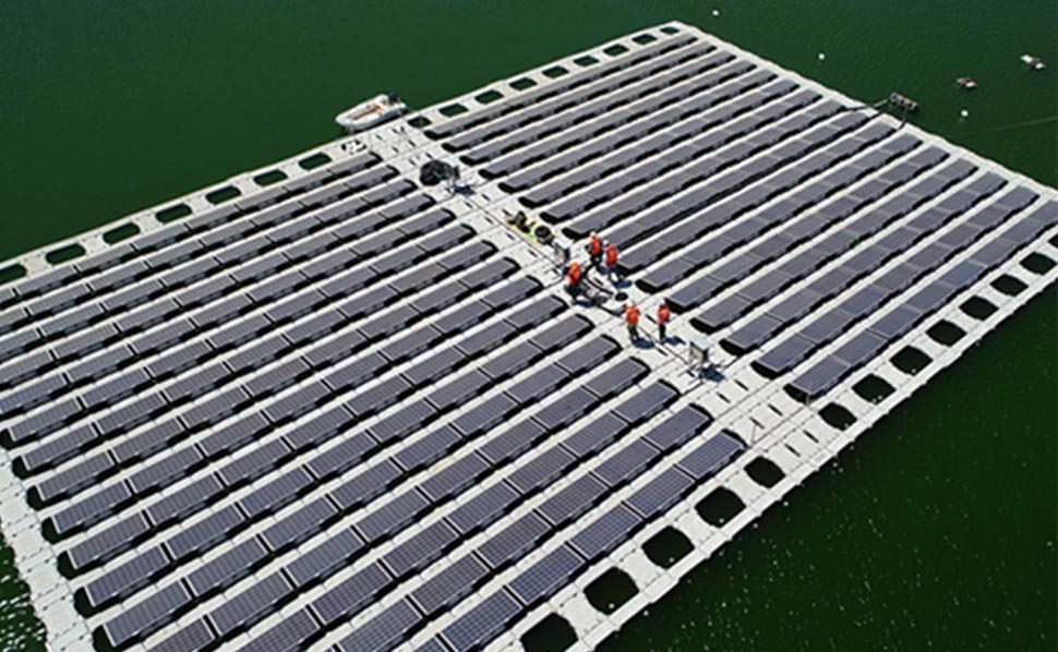 Some plates floating in ocean