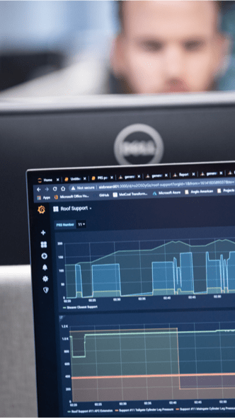 Line graphs on computer screen